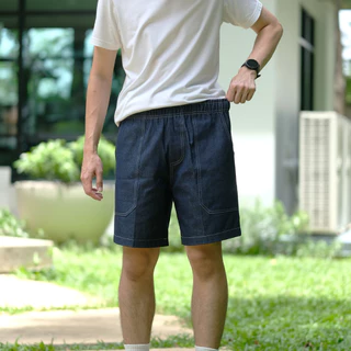 Bunker.clothes กางเกงยีนส์ขาสั้น ผู้ชาย ทรงตรง เย็บด้ายขาว Shorts Denim รุ่น YG-606