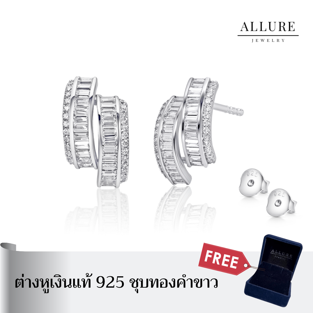 ต่างเงินแท้ 925 ชุบเคลือบทองคำขาว ประดับเพชร CZ Swiss Diamond [ 𝐌𝐨𝐥𝐥𝐲 - 𝐀𝐥𝐥𝐮𝐫𝐞 𝐉𝐞𝐰𝐞𝐥𝐫𝐲 ]