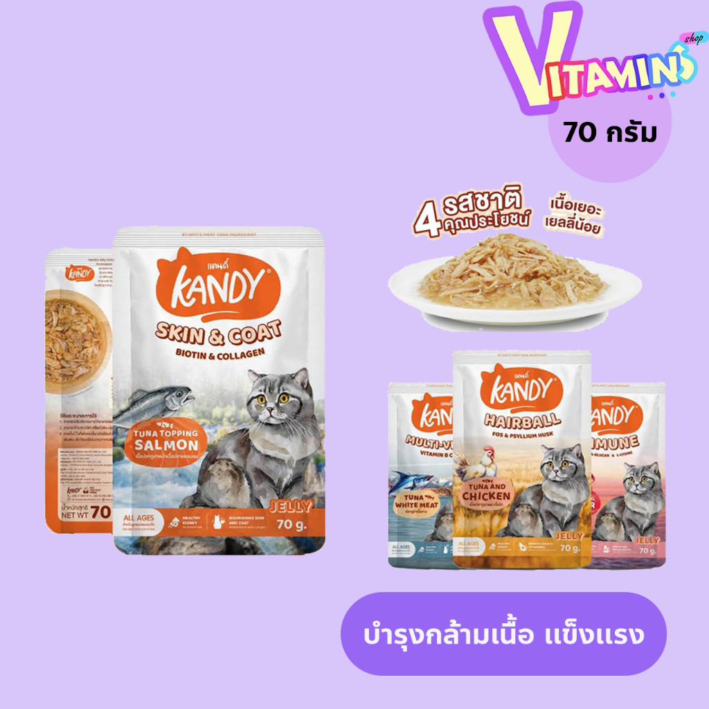 1ซอง Kandy อาหารเปียก แคนดี้ ดีต่อไต คัดเกรดวัตถุดิบ ไม่ใส่เกลือ ไม่ใสน้ำตาล 70 