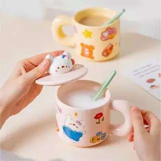 【พร้อมส่ง】 🐰"แก้วสีเทียนเกาหลี" 🐶 ฟิลคาเฟ่ หวานฝุดๆ น่ารักมากก ความจุ500ML. Lassie Decor🌺✨