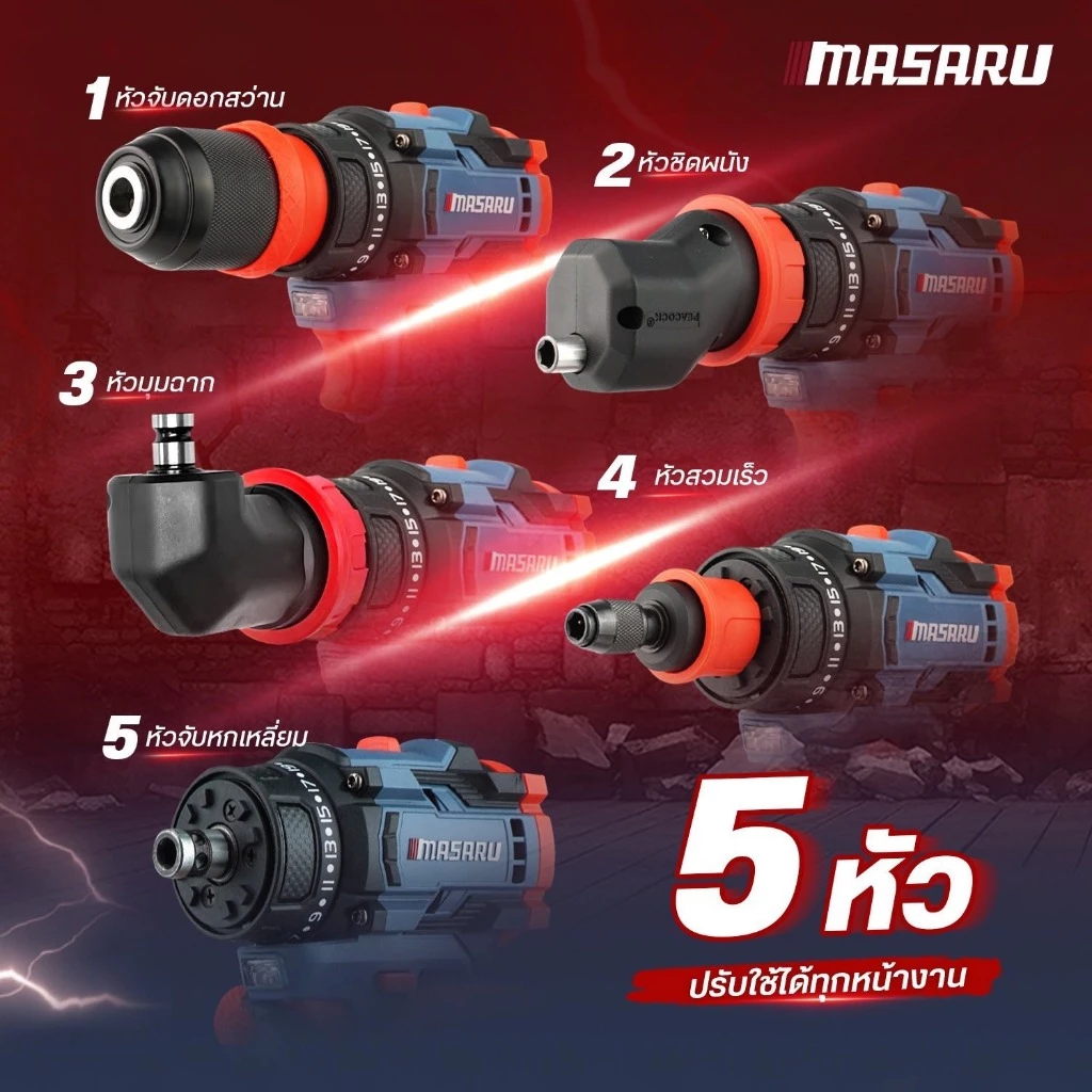 อะไหล่ MASARU เสริมหัวสวมสว่าน หัวหกเหลี่ยมมุมฉาก ชิดผนัง สวมเร็ว 10 MM