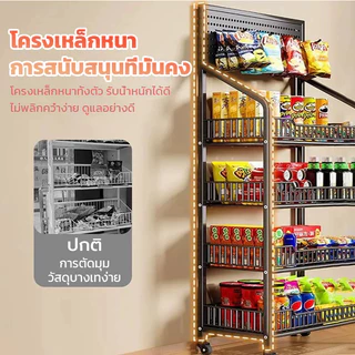 ชั้นวางของชั้นวางของ Candy Rack ชั้นวางของชั้นวางของ Mini Mart Rack พร้อมล้อเลื่อน 15 ตะขอฟรี