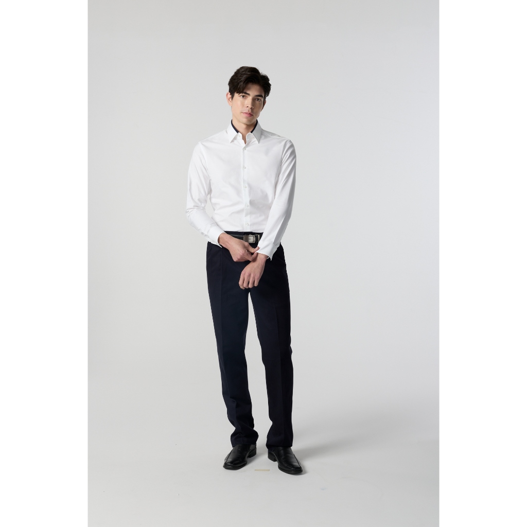 ARROW Wrinkle Free Shirt  - เสื้อเชิ้ตแขนยาว ปกต่อสีดำ  ทรง Smart สีขาว MACM826-WH