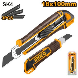INGCO มีดคัตเตอร์ พร้อมใบมีด 3 ใบ รหัส : HKNS28035 (ใบมีดแถมในแพคซ้อนในตัวมีด)