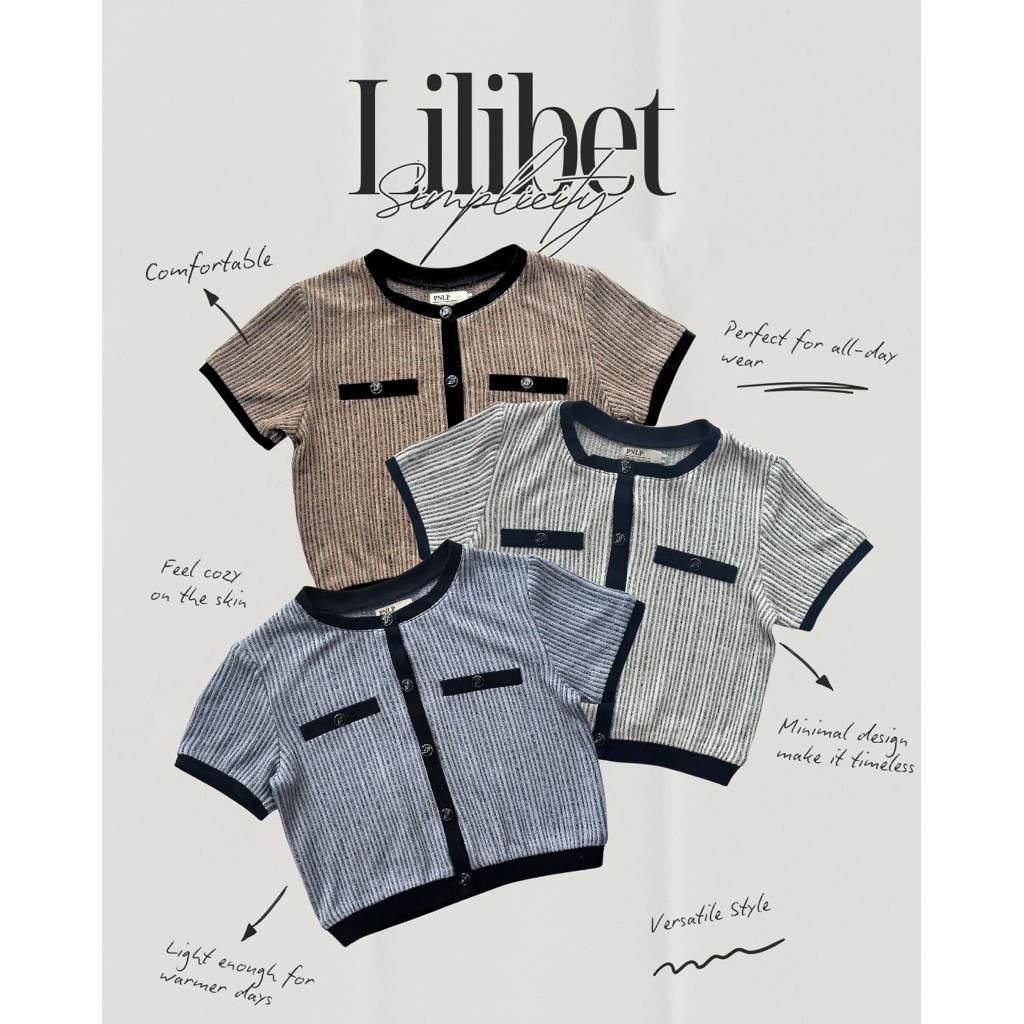LILIBET KNIT TOP(Grey•White•Brown)