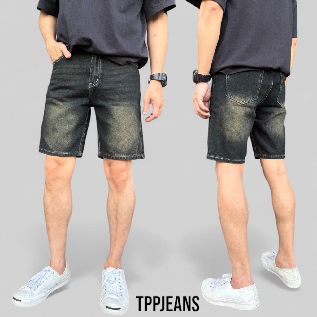 JEANSEXPRESS M10Short's Jeans  กางเกงยีนส์ขาสั้นชาย ทรงเหนือเข่า สีฟอกสนิม เป้าซิป ใส่สบาย Size 28-38 รับชำระปลายทาง
