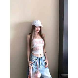 Bentoy(bratop5535)เสื้อเกาะอกลายอังกฤษเซ็ตกับบราสีชมพูลายเส้น น่ารักและมีความเก๋ ดูแพง