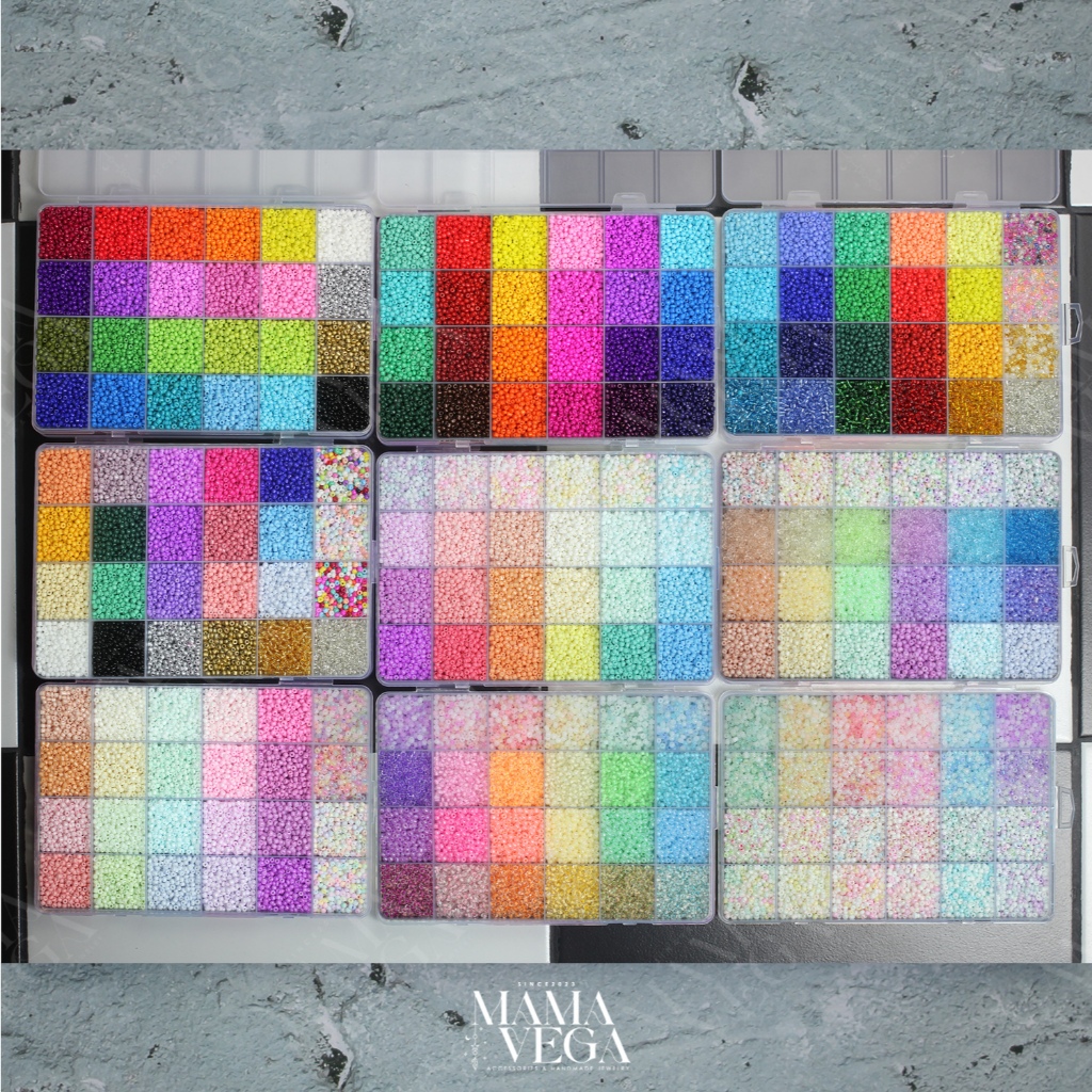 BOXSET ชุดร้อยลูกปัดเม็ดทราย 3 มิล 24 สี 🚚 [พร้อมส่ง] 🇹🇭 สำหรับทำเครื่องประดับ DIY