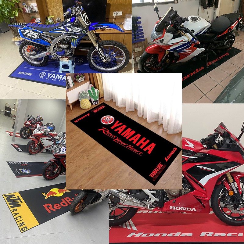 พรมมอเตอร์ไซค์ พรมโชว์รถมอเตอร์ไซค์ พรมกันลื่นสำหรับรถมอเตอร์ไซค์ Honda, Yamaha 50x160cm/60x200cm