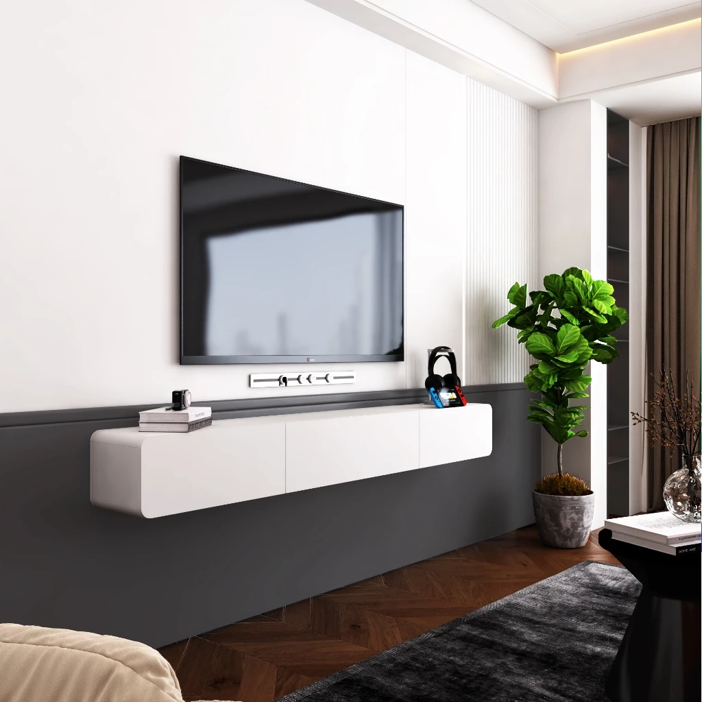 Tomato Home ชั้นทีวีติดผนัง Desire wall TV unit กว้าง200ซม | ชั้นทีวีมินิมอล เหมาะทีวีใหญ่สุด 85นิ้ว