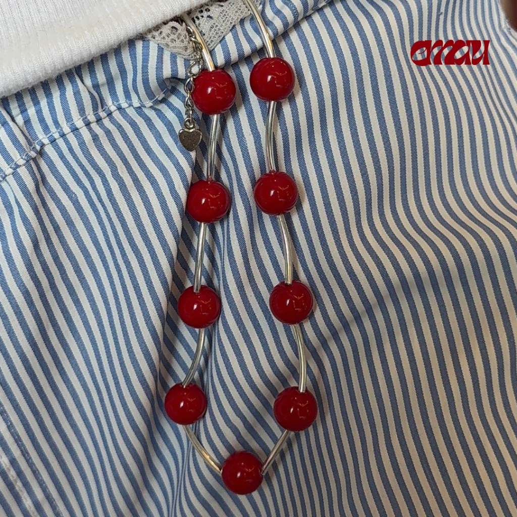 EMAU- Cherry Gummy the Elegant Red Necklace สร้อยหินสีแดงทึบสลับ ราคา ถูกที่สุด ดีลบีเคเค แกลเลอรีภาพที่ 7
