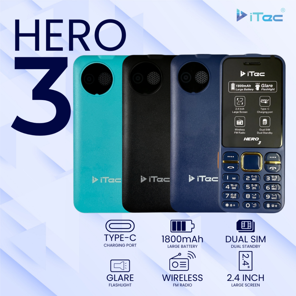 ITEC HERO 3 มือถือปุ่มกด หน้าจอขนาด 2.4 นิ้ว