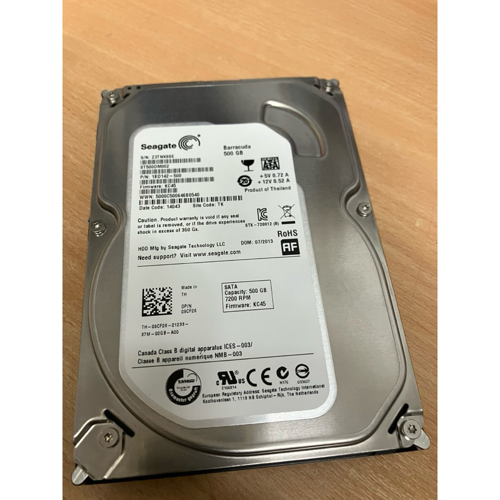 Harddisk PC 3.5" Seagate Baracuda 500GB 7200RPM [SN=X6SE] มือสอง สภาพดี