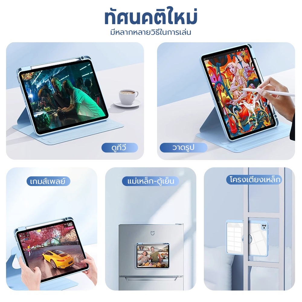 Jamjake เคสป้องกัน iPad แบบถอดได้ หมุนได้ 360 องศา พร้อมช่องใส่ปากกาเพื่อป้องกันการงอ Gen10 Gen11 2025 pro12.9 Gen7/8/9 - รูปที่ 5