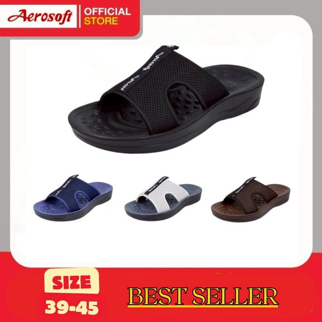 Aerosoftรองเท้าแตะชาย รุ่นสายไขว้ ใส่สบายเพื่อสุขภาพ พื้นนุ่มลดแรงกระแทก ตาข่ายระบายอากาศ รุ่น Sm303