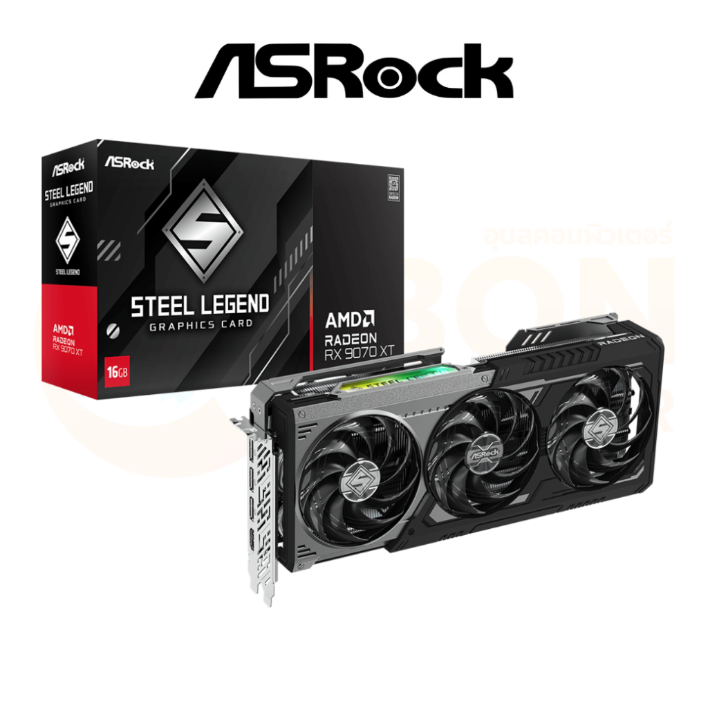 VGA การ์ดจอ ASROCK AMD RADEON RX 9070 XT STEEL LEGEND DARK 16GB GDDR6