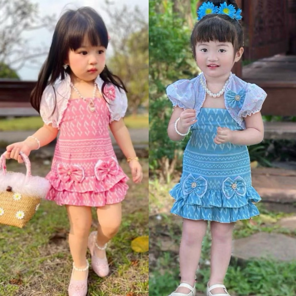 ชุดไทยเด็ก ผู้หญิง  🎀ใส่ทำบุญ  🎀ใส่ออกงาน ผ้าดีมาก