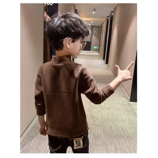 เสื้อกันหนาวเด็ก คอเต่า คอสูง ขนาด 120-160 เด็กผู้ชาย เด็กผู้หญิง ผ้าสำลี หนานุ่ม กันหนาวได้ดี