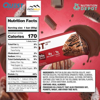Quest Protein Bar โปรตีนบาร์ รสชาติหลากหลาย โปรตีนสูง คาร์โบไฮเดรตต่ำ ปราศจากกลูเตน เป็นมิตรกับคีโต