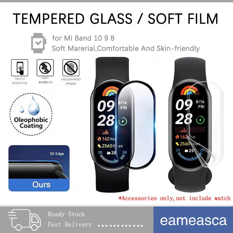 กระจกนิรภัย / ฟิล์มนุ่ม TPU for Xiaomi Smart Band 10/9 NFC อุปกรณ์ฟิล์มป้องกันหน้าจอ for Smartwatch Xiaomi Mi Band 8 NFC