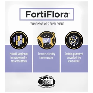 fortiflora proplan 1กล่อง 30ซอง ปรับสมดุลลำไส้ ท้องเสีย อาหารเสริมสำหรับสุนัขและแมว