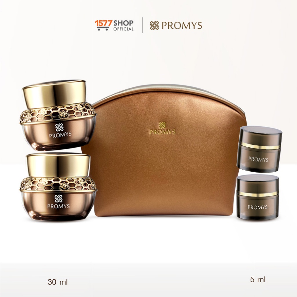 [1577Shop] Promys พรอมมิส ครีมเนื้อเซรั่ม 30 มล. x2 + ครีม 5 มล. x2 + กระเป๋าเครื่องสำอางค์ x1