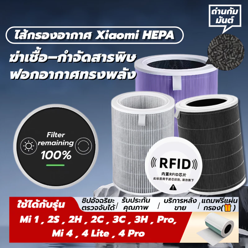 ราคาโปร🎁 (มี RFID) กรอง ไส้กรอง ไส้กรองอากาศ Xiaomi Mi Air Purifier Filter รุ่น 2S , 2C , 2H , 3C , 3H, 4, 4lite, 4Pro
