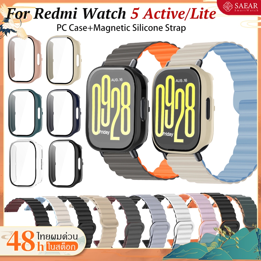 【เคส+สาย】สายRedmi Watch5 Active สายสายซิลิโคนแม่เหล็ก สายRedmi Watch5 Lite เคสRedmi Watch5 Active/Lite กันน้ำและกันฝุ่น