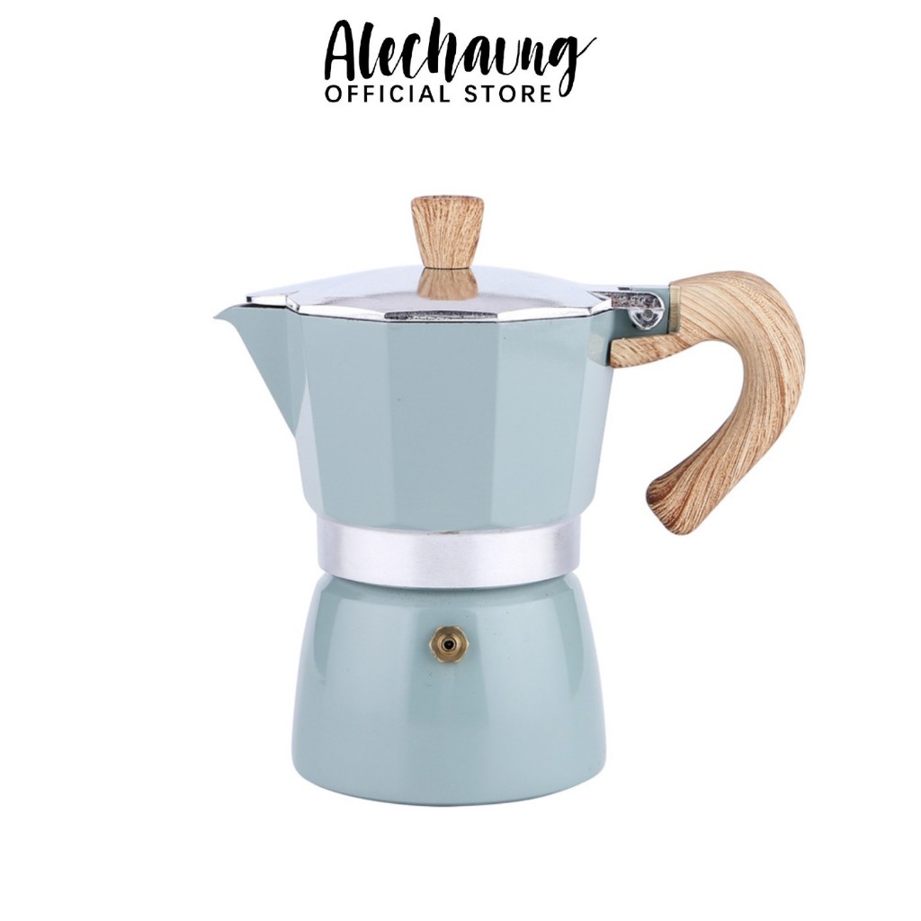 Alechaung หม้อต้มกาแฟ โมก้าพ็อท mokapot ความจุ 150ml 300ml ใช้งานกับเตาไฟฟ้า เตาแก็ส เตาแคมป์ปิ้ง