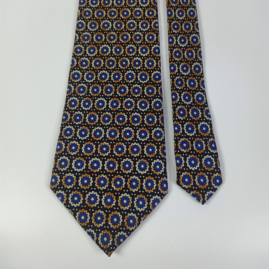 เนคไท ผ้าไหม ลายดอกไม้ Omar Sharif Men Silk Tie Floral Print Design Made in Korea