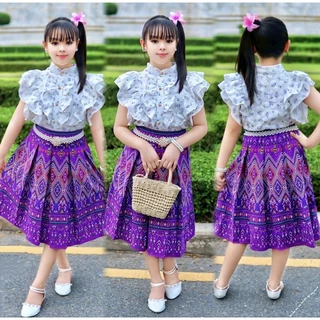 ชุดไทยเด็กโตชุดไทยประยุกต์ชุดไทยใส่ไปโรงเรียนเหมาะสำหรับเด็กอายุ7-13ปี
