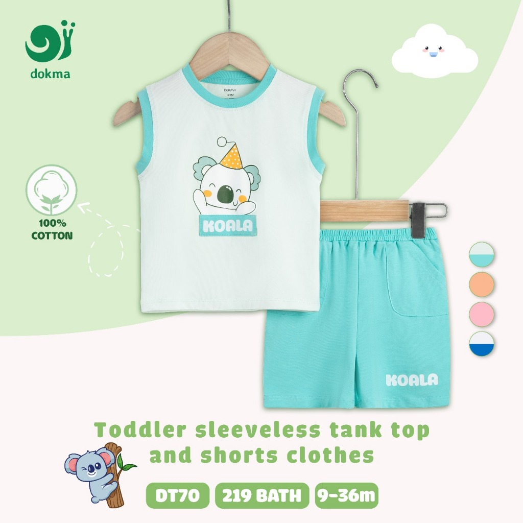 Dokma DT70 (7.9-14.2kg) ชุดเสื้อกล้ามเด็ก ผ้าคอตตอนอเมริกา (6-9M , 9-12M, 12-18M, 18-24M, 24-36M)