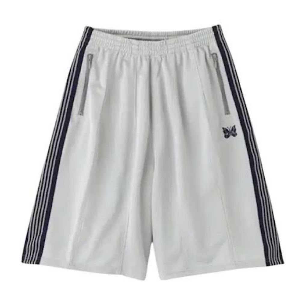 NEW !!!NEEDLES TRACK PANTS SHORTS POLY SMOOTH -GREY