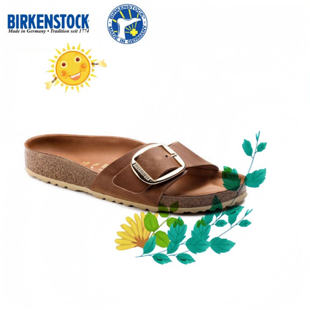BIRKENSTOCK Madrid Big Buckle FL Cognac HEX Cognac（W）ของแท้ 100 %