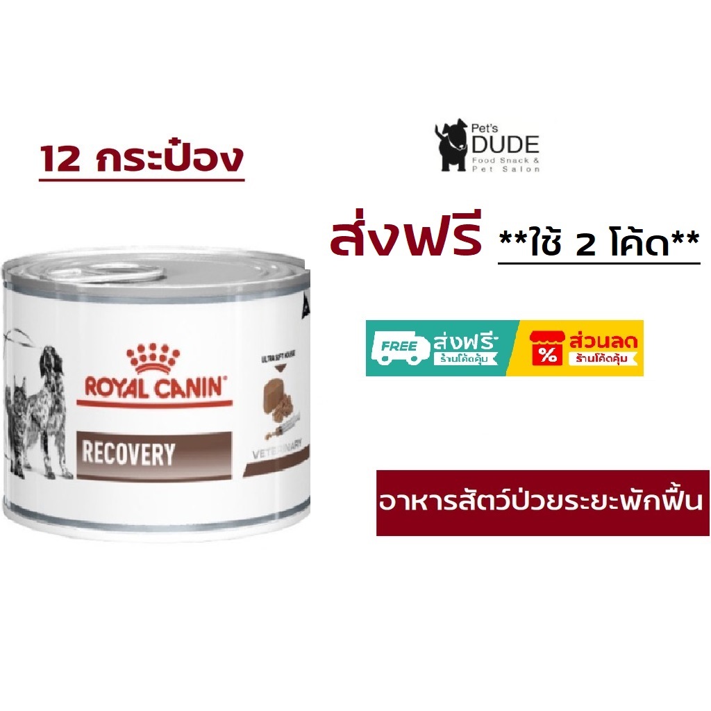 Royal Canin Recovery Cats Dogs อาหารสุนัข แมว สัตว์ป่วยพักฟื้น กระป๋อง 195g 12 กระป๋อง