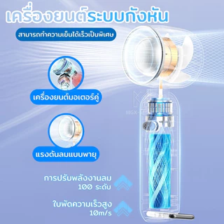MGX-STORE พัดลมมือถือกังหัน F85 ความแรงลม 100 ระดับ จอ LED ชาร์จ Type-C สำหรับเด็กและผู้ใหญ่ สีเทา-ม่วง/ขาว/ฟ้า