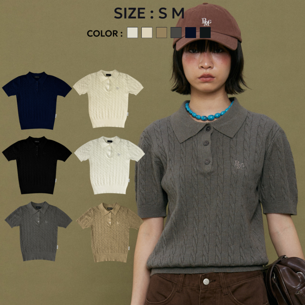 (พร้อมส่ง)Bemingtop977(S-XL)-Big Cable Polo – โปโลลายเปียใหญ่ที่ทุกคนรอคอย งานเร