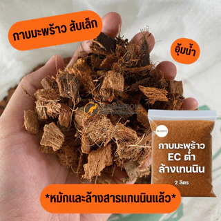 กาบมะพร้าวล้างสารแทนนิน สับเล็ก/กลาง/ใหญ่ (2 ลิตร) พร้อมใช้ โรยหน้าดิน ลดความเค็ม EC และ pH 6-7