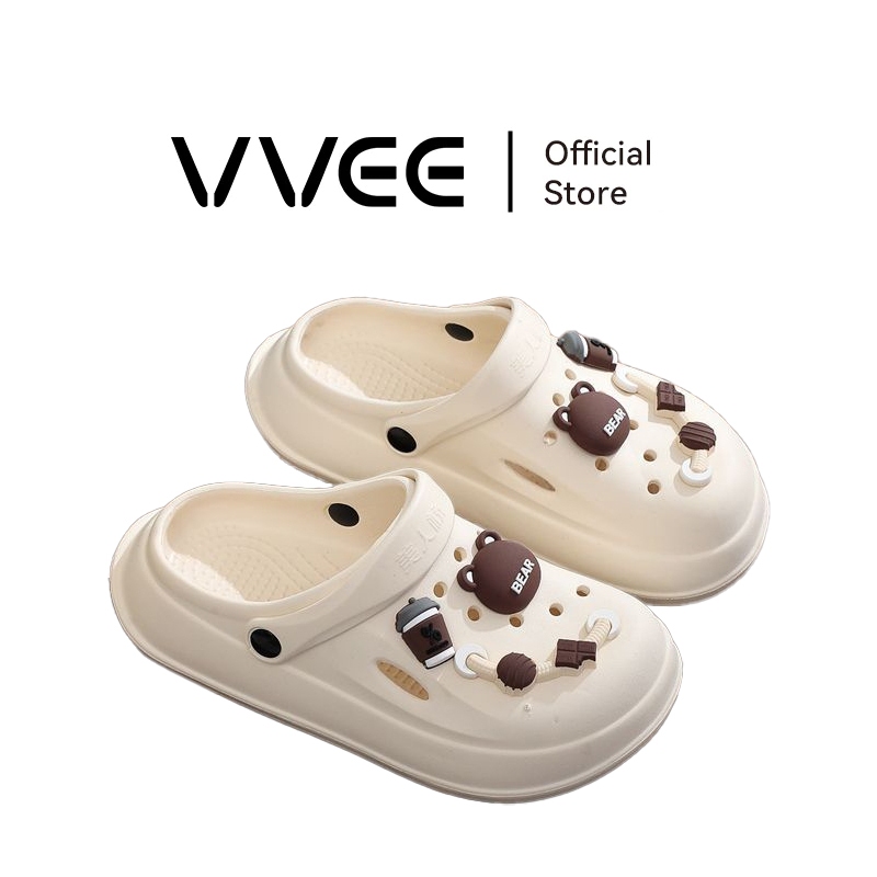 VVEE รองเท้าแตะสตรี รองเท้าแตะในร่มการ์ตูนน่ารักสบายนุ่มลื่นไถลรองเท้าแตะกลางแจ้ง