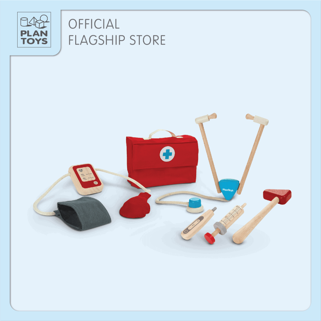 PlanToys ของเล่นไม้ 3451 Doctor Set ชุดกระเป๋าคุณหมอ เสริมพัฒนาการ สำหรับเด็กอายุ 3 ปี ขึ้นไป