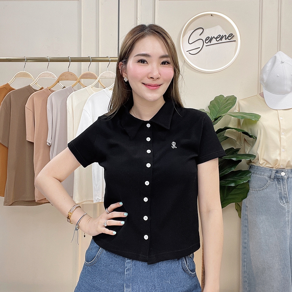 Serene's Choice เสื้อเชิ้ต โปโล แขนสั้น รุ่น Penny ผู้หญิง ปักโลโก้ มินิมอล