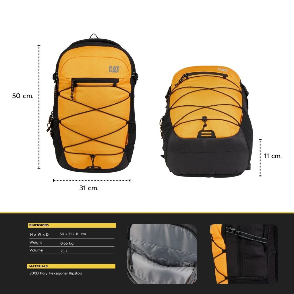 Caterpillar กระเป๋าเป้หลัง 25 ลิตร รุ่น Logan 84844 ใส่ Laptop 15.6 นิ้ว กันรอย มี Airmesh [ดำ/เหลือง] - รูปที่ 5