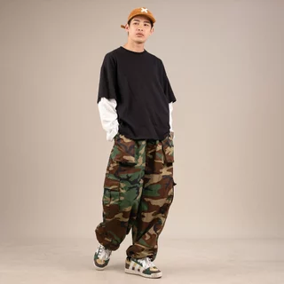 Snoop Double sleeve เสื้อยืดแขนยาวสีพื้นต่อเลเยอร์