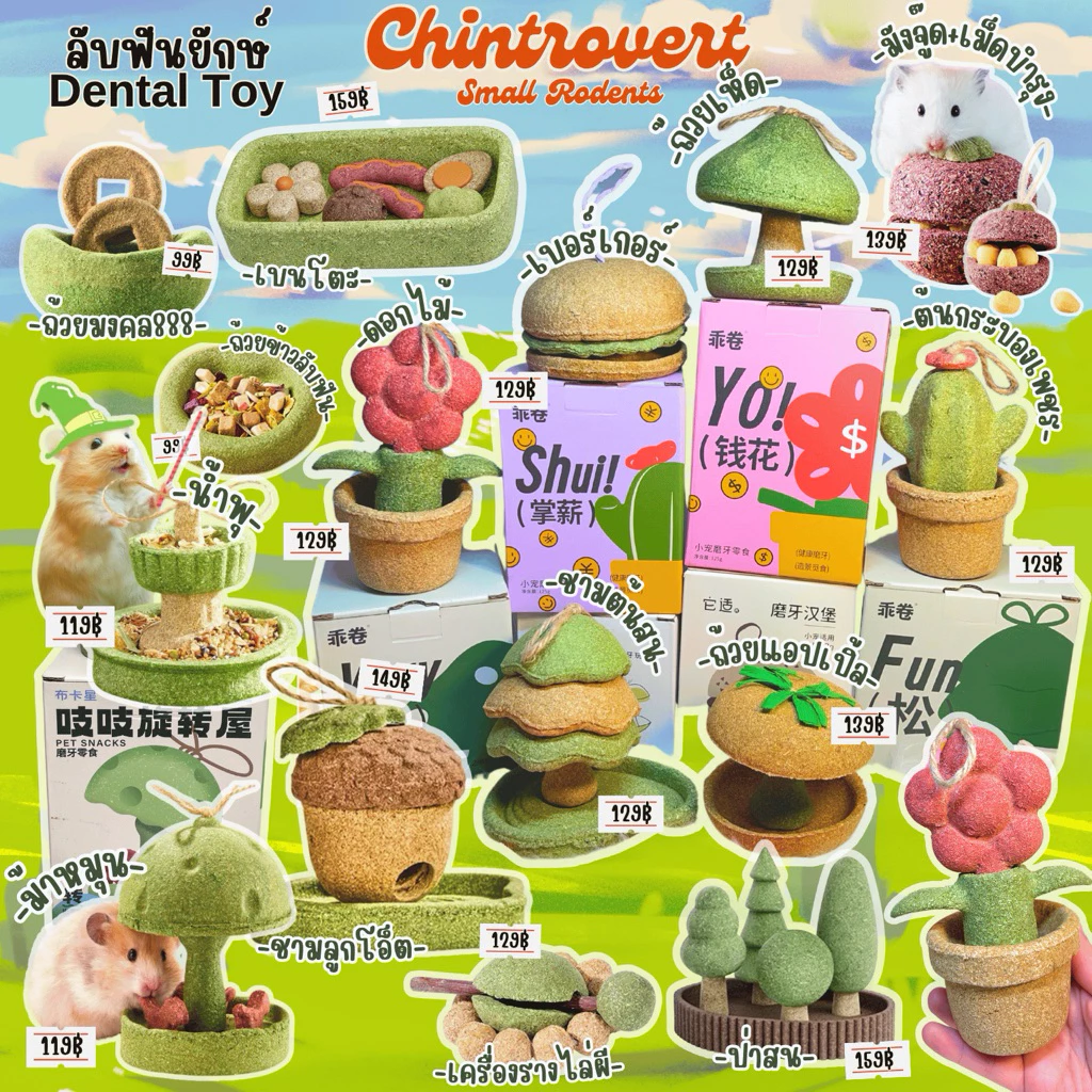 Chintrovert ✨| Dental Toy ลับฟันยักษ์ ตกแต่ง&ป้องกันโรคฟันยาว บำรุงฟันในสัตว์ฟันแทะ | สำหรับสัตว์ฟันแทะทุกชนิด