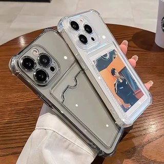 เคสซิลิโคนแบบใส พร้อมช่องใส่บัตร For Xiaomi Redmi 13C 14C 12C 10C 10A 9C Redmi Note 13 12 11 10 9 8 Pro Mi 13T 13 12 11