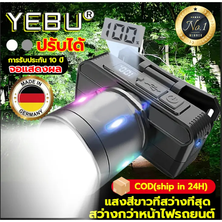 【2025 รุ่นใหม่ล่าสุด] 8ระดับ ไฟคาดหัวแรงสูงLED การเหนียวน่าโบกมือ แบตอึด 72ชม 100000 lumens ไฟฉายชาร์จUSB ไฟส่องกบ ปรับซ