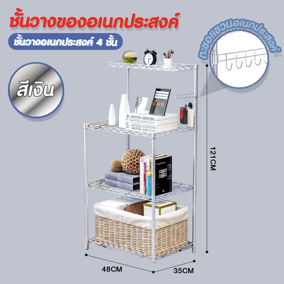 Hommy ชั้นวางของอเนกประสงค์  DIY โครงเหล็กกันสนิม ชั้นวาง ห้องครัว ห้องน้ำ  ห้องสำนักงาน #213..