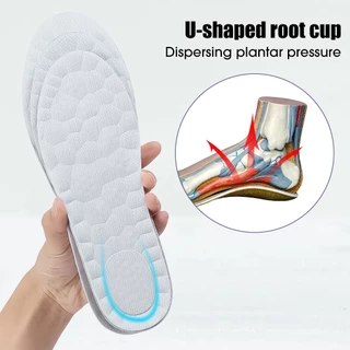 1คู่ความยืดหยุ่นสูง Latex Sport Insoles แผ่นรองเท้านุ่ม Arch สนับสนุน Orthotic Insoles Breathable ระงับกลิ่นกาย