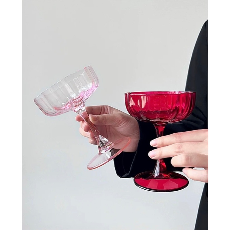 Clear the table//(พร้อมส่ง) Pink Bloom แก้วค็อกเทล