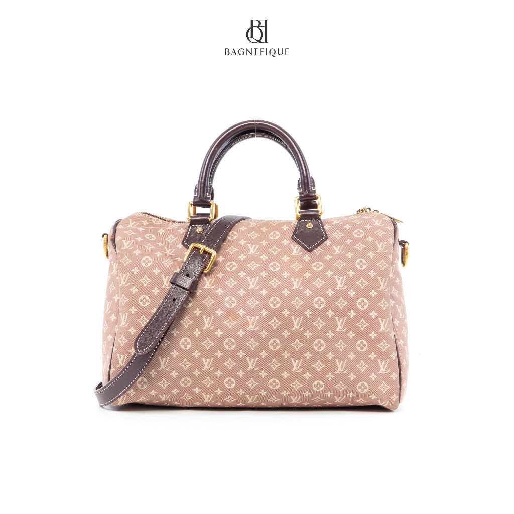 [ของแท้💯] LV SPEEDY BAND MINILIN 30 PINK DENIM MONOGRAM GHW มีใบรับประกัน ตรวจสอบได้ทุกใบ ✅